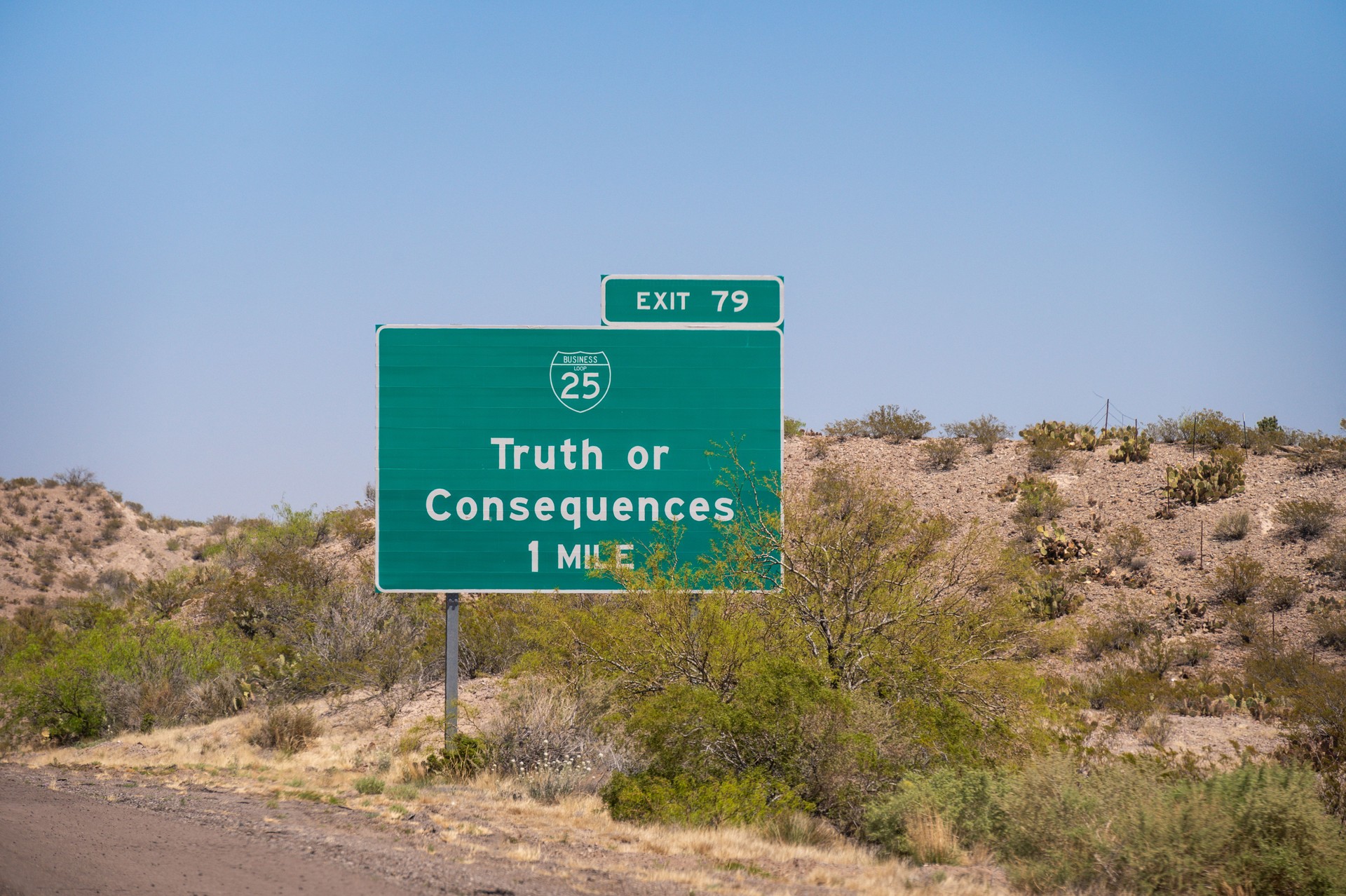 Truth or Consequences Highway Sign